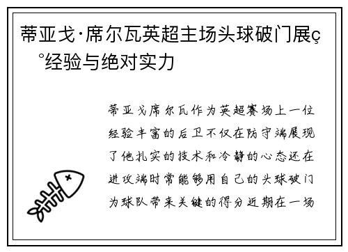 蒂亚戈·席尔瓦英超主场头球破门展现经验与绝对实力 蒂亚戈·席尔瓦英超主场头球破门展现经验与绝对实力